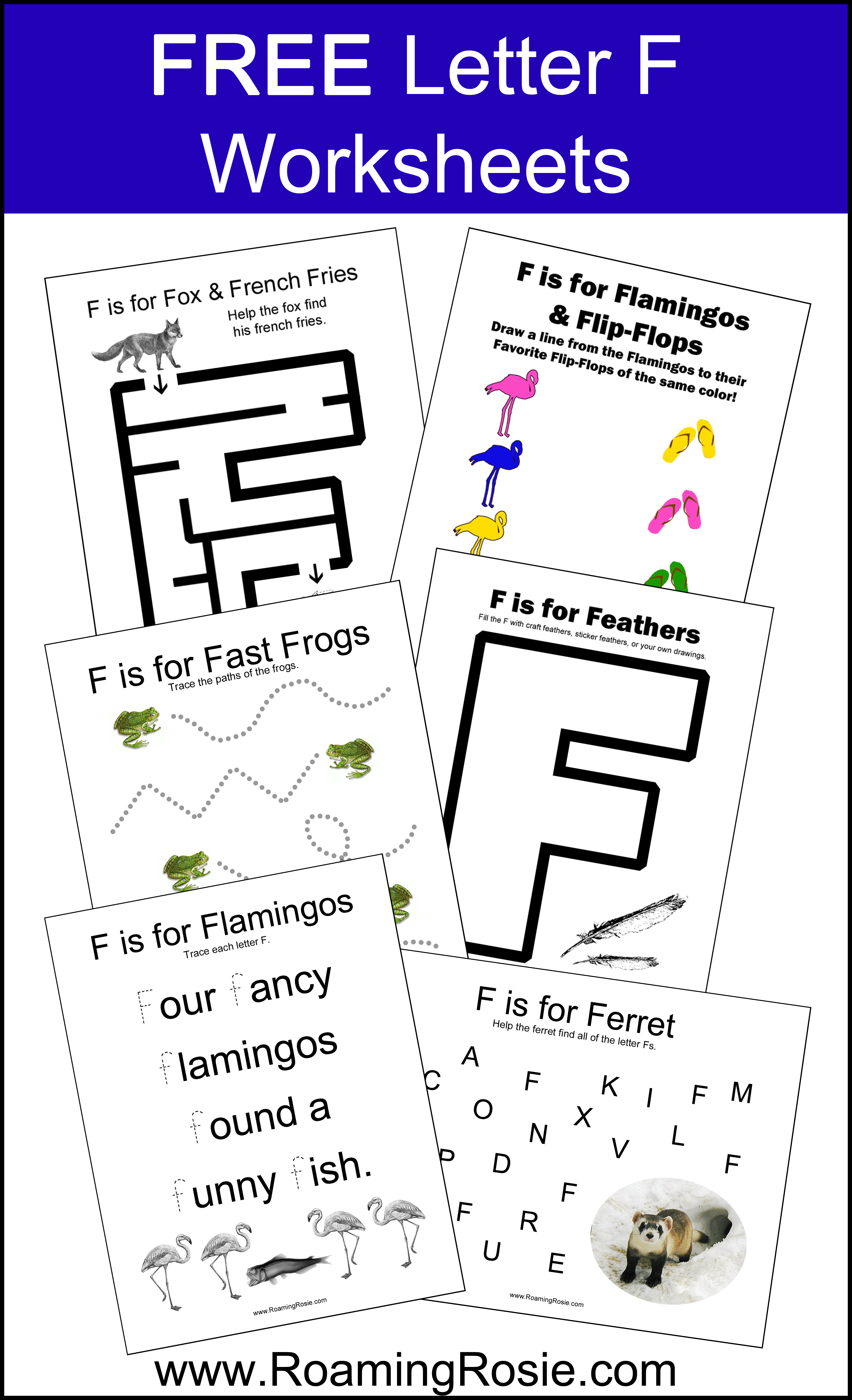 Letter F: Free Alphabet Worksheets for Kids | Roaming Rosie
