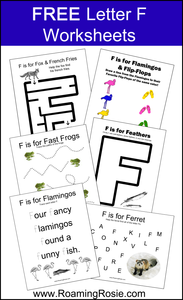 FREE Printable Letter F Alphabet Activities Worksheets at RoamingRosie.com