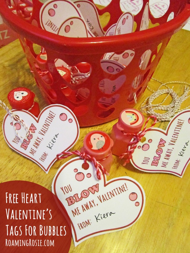 Free Printable Valentine's Day Tags for Bubbles 
