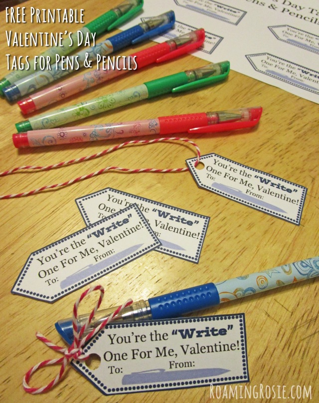 Free Printable Valentine's Day Tags for Pens and Pencils