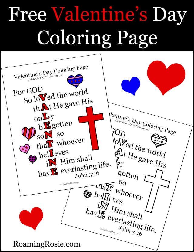 Free Valentine's Day Printable Coloring Page with John 3:16 Quote