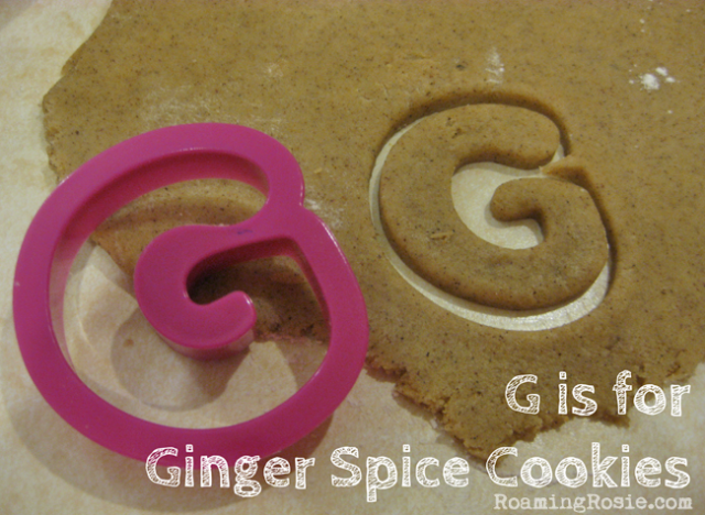 G is for Ginger Spice Cookies {Alphabet Activities for Kids at Roaming Rosie}
