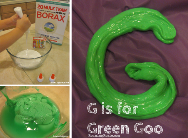G is for Green Goo {Alphabet Activities for Kids at Roaming Rosie}
