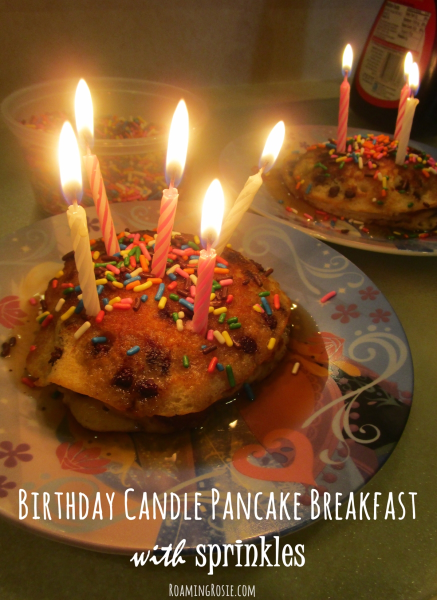 Birthday Candle Pancake Breakfast … with Sprinkles 